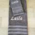 Liberty21 Luxury Embroidered Bath & Hand Towels, 100% Cotton. Custom Monogrammed Personalized Embroidered Towels. Set Includes 1 Bath Towel and 1 Hand Towel. (Grey)