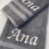 Liberty21 Luxury Embroidered Bath & Hand Towels, 100% Cotton. Custom Monogrammed Personalized Embroidered Towels. Set Includes 1 Bath Towel and 1 Hand Towel. (Grey)