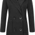 chouyatou Women Elegant Notched Collar Double Breasted Wool Blend Over Coat (Large, Black)