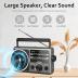 AM FM Portable Radio Battery Operated Radio by 4X D Cell Batteries Or AC Power Transistor Radio with and Big Speaker, Standard Earphone Jack, High/Low Tone Mode, Large Knob