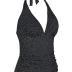 Hilor Women's Plunging V Neck Halter Swim Tops Shirred Tankini Top