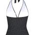 Hilor Women's Plunging V Neck Halter Swim Tops Shirred Tankini Top