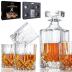 LIGHTEN LIFE Whiskey Decanter Set for Men,Crystal Whiskey Glasses and Decanter Set in Gift Box,Decanter Set with 4 Glasses,Non-Lead Bourbon Decanter Set,Whiskey Glass Decanter Set for Dad Husband