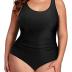 Daci Women Plus Size One Piece Swimsuit Athletic Tummy Control Ruched Bathing Suit with U-back