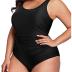 Daci Women Plus Size One Piece Swimsuit Athletic Tummy Control Ruched Bathing Suit with U-back