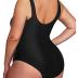 Daci Women Plus Size One Piece Swimsuit Athletic Tummy Control Ruched Bathing Suit with U-back
