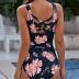 American Trends Printed One Piece Swimsuit for Women CrissCross Back Slimming Bathing Suit Modest Athletic Swimming suit