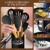 Umite Chef Kitchen Cooking Utensils Set, 33 pcs Non-Stick Utensils Spatula Set with Holder, Black Wooden Handle Silicone Kitchen Gadgets