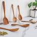 Zulay Kitchen 6-Piece Wooden Spoons for Cooking - Smooth Finish Teak Wooden Utensils for Cooking - Soft Comfort-Grip Wood Spoons for Cooking - Non-Stick Wooden Cooking Utensils - Wooden Spoon Sets