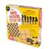 Regal Games - Reversible Wooden Board for Chess, Checkers & Tic-Tac-Toe - 24 Interlocking Wooden Checkers and 32 Standard Chess Pieces - for Age 8 to Adult for Family Fun