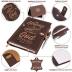 moonster Refillable Leather Journal Lined Notebook – Journals for Men w/Joshua 1v9 Embossed Bible Verse – Leather Notebook with Pen Holder - Includes 320 Pages Milled A5 Ruled Paper & Luxury Pen
