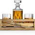 Whiskey Stones Gift Set for Men | Whiskey Decanter with Glasses Set and Wood Stand, 6 Granite Whiskey Chilling Stones and 10oz Whiskey Glasses | Whiskey Decanter Set for Men, Dad, Husband, Boyfriend