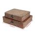 Hipiwe Set of 2 Flat Woven Wicker Storage Bins with Lid Natural Seagrass Basket Multipurpose Home Boxes for Shelf Organizer (Coffee)