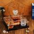 Whiskey Decanter Set With Glasses, Whiskey Glasses Set of 4 with Wooden Base,Crystal Wine Decanter for Men 750ML