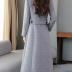 chouyatou Women's Chic Shawl Collar Work Double Breasted Maxi Long Wool Pea Coat (Large, Grey)
