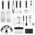 Griddle Accessories Kit, 135 Pcs Griddle Grill Tools Set for Blackstone and Camp Chef, Professional Grill BBQ Spatula Set with Basting Cover, Spatula, Scraper, Bottle, Tongs, Egg Ring