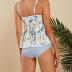 Tutorutor Womens High Waisted Peplum Tankini Swimsuits Retro Ruffle Floral Print Tops Tummy Control 2 Piece Bikini Set