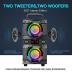 60W (80W Peak) Portable Bluetooth Speaker with Double Subwoofer Heavy Bass, Bluetooth 5.0 Wireless 100ft Outdoor Speaker, Support FM Radio, LED Colorful Lights, Stereo Sound, for Home, Party, Travel