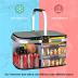 LIQING 35L Large Picnic Basket Shopping Travel Camping Grocery Bags 2 Layers of Internal Pockets Leak-Proof and Insulated Folding, Internal Support Does Not Collapse