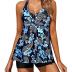Yonique Two Piece Tankini Swimsuits for Women with Shorts Halter V Neck Bathing Suits Flowy Twist Front Swimwear