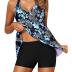 Yonique Two Piece Tankini Swimsuits for Women with Shorts Halter V Neck Bathing Suits Flowy Twist Front Swimwear
