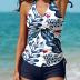 Women Two Piece Tankini Halter Padded Adjustable Drawstring Swimsuit with Boyshorts