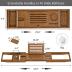 Bamboo Bathtub Tray Bath Tub Caddy with Expandable Handles Wine Glass Phone Holder Book Stand for Bathroom Luxury Spa Wooden Bath Table Board for Reading Laptop Over The Clawfoot tub (Walnut)