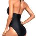 Tempt Me Women Sexy Halter One Piece Swimsuits Mesh Hollow Out Tummy Control Monokini V Neck Bathing Suit