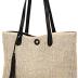 QZUnique Straw Handbags Women's Summer Beach Straw Bucket Tote Bag Straw Woven Handbag Tassel Shoulder Bag Purse