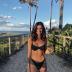 ZAFUL Women's Ribbed Underwire Bikini Set High Cut V Notch Smocked Swimwear Printed High Leg Swimsuit