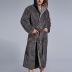 SlumberMee Mens Fleece Plush Robe with Hood Ultra Soft Fluffy Full Length Long with Pockets Luxurious House Coat (Dark Gray, M)