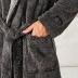 SlumberMee Mens Fleece Plush Robe with Hood Ultra Soft Fluffy Full Length Long with Pockets Luxurious House Coat (Dark Gray, M)