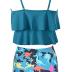 Womens Tankini Swimsuits Ruffled Tank Top Tummy Control Floral Modest Swimwear High Waisted Bikini