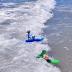 Surfer Dudes Legends & Surfer Pets Wave Powered Mini-Surfer, Pet and Surfboard Beach Toy - Rincon Rex and Santa Cruz