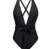 CUPSHE Women's One Piece Swimsuit Sexy Deep V Neck Bathing Suit Crisscross Back Self Tie