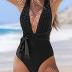 CUPSHE Women's One Piece Swimsuit Sexy Deep V Neck Bathing Suit Crisscross Back Self Tie