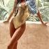 YAUASOPA Sexy Liquid Metallic Glitter One Piece Push Up Swimsuit Female Shiny Solid High Cut Beachwear
