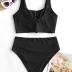ZAFUL Women's Knot Scoop Neck Bikini Set Ruched High Waisted Two Piece Swimsuits Tankini