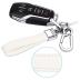 QBUC Genuine Leather Car Keychain,Universal Heavy Duty Metal Key Chain Accessories,Car Fob Key Keychain Holder with 360 Degree Rotatable Snap Swivel and Anti-Lost D-Ring for Men Women(White)