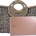 QZUnique Hand-woven Straw Bag Women Summer Beach Handbag Purse Retro Rattan Tote Clutch Travel Bag with Wood Round Top Handle