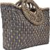 QZUnique Hand-woven Straw Bag Women Summer Beach Handbag Purse Retro Rattan Tote Clutch Travel Bag with Wood Round Top Handle