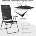 TIMBER RIDGE Adjustable Folding Patio High Back for Adults Lightweight Aluminum Padded Lawn Chair for Outside, Heavy Duty Supports 300 LBS, Black