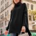 LILLUSORY Sweaters for Women Turtleneck Oversized Cashmere 2024 Pullover Long Mock Batwing Tunic Trendy Clearance Clothes Black