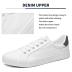 FRACORA Mens Canvas Shoes White Black Sneakers Low Top Lace Up Casual Shoes