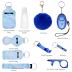 AMIR Safety Keychain Set for Women and Kids, 10 Pcs Safety Keychain Accessories, Self Defense Keychain Set for Girls with Safe Sound Personal Alarm, No Touch Door Opener, Whistle and Pom, Blue