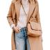 Yousify Womens Notched Lapel Collar Double Breasted Pea Coat Winter Wool Blend Over Coats Long Jackets Camel S