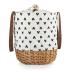 PICNIC TIME - Disney Classic Mickey Silhouette Coronado Canvas and Willow Basket Tote - Picnic Basket Tote Bag - Beach Tote, (Cream with Navy Blue Pattern)