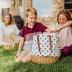 PICNIC TIME - Disney Classic Mickey Silhouette Coronado Canvas and Willow Basket Tote - Picnic Basket Tote Bag - Beach Tote, (Cream with Navy Blue Pattern)