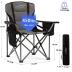 Oversized Fully Padded Camping Chair with Lumbar Support, Heavy Duty Quad Fold Chair with Cooler Bag, Support 450 LBS, Black