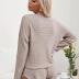 Ekouaer Womens Waffle Knit Pajama Sets Long Sleeve Top and Shorts Matching Lounge Set Sleepwear Loungewear Sweatsuit with Pockets A-Light Khaki Large